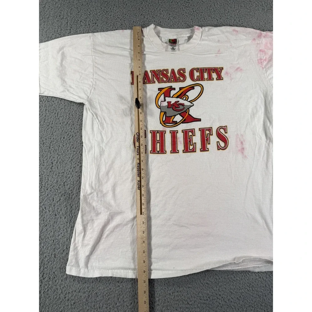 Vintage Kansas City Chiefs T Shirt Mens 2XL White Short Sleeve Tye‎ Dyed Graphic